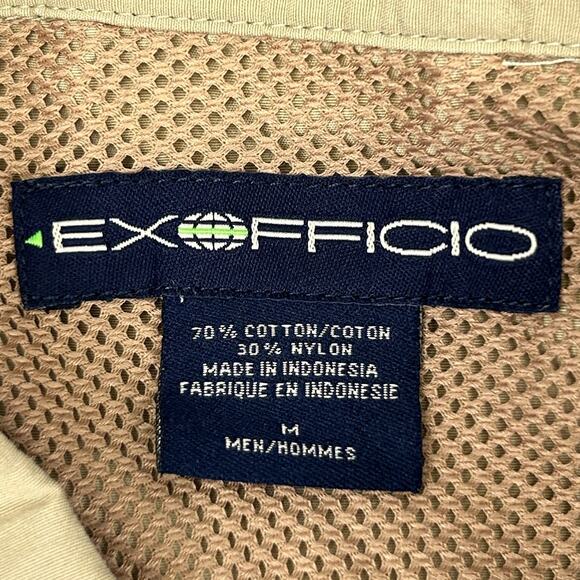 ExOfficio Button Front Shirt Hiking Hiker Fisherman Fishing Vented Beige Medium - Picture 6 of 8